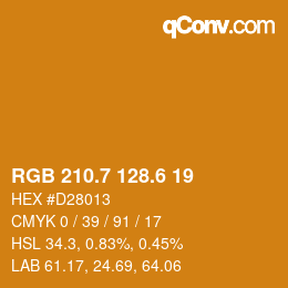 カラーコード: RGB 210.7 128.6 19 | qconv.com