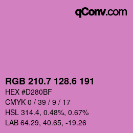 カラーコード: RGB 210.7 128.6 191 | qconv.com