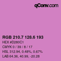 カラーコード: RGB 210.7 128.6 193 | qconv.com