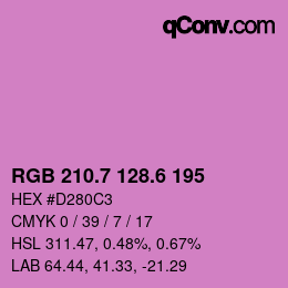 カラーコード: RGB 210.7 128.6 195 | qconv.com