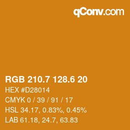 カラーコード: RGB 210.7 128.6 20 | qconv.com