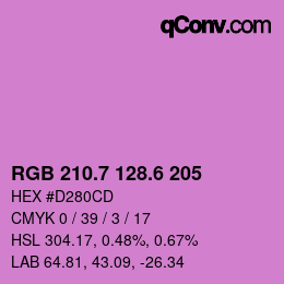 カラーコード: RGB 210.7 128.6 205 | qconv.com