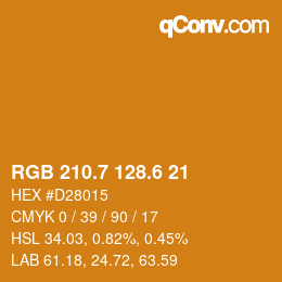 カラーコード: RGB 210.7 128.6 21 | qconv.com