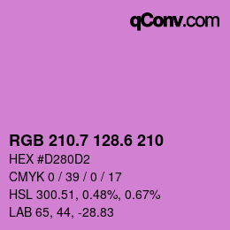 カラーコード: RGB 210.7 128.6 210 | qconv.com