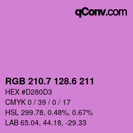 カラーコード: RGB 210.7 128.6 211 | qconv.com