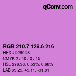 カラーコード: RGB 210.7 128.6 216 | qconv.com