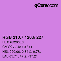 カラーコード: RGB 210.7 128.6 227 | qconv.com