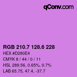 カラーコード: RGB 210.7 128.6 228 | qconv.com