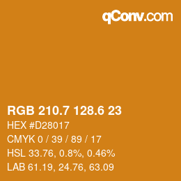 カラーコード: RGB 210.7 128.6 23 | qconv.com