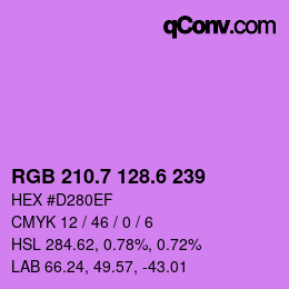カラーコード: RGB 210.7 128.6 239 | qconv.com