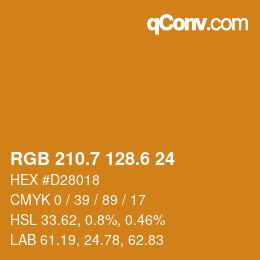 カラーコード: RGB 210.7 128.6 24 | qconv.com