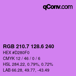カラーコード: RGB 210.7 128.6 240 | qconv.com