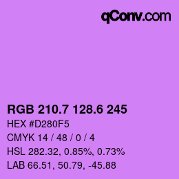 カラーコード: RGB 210.7 128.6 245 | qconv.com