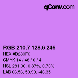 カラーコード: RGB 210.7 128.6 246 | qconv.com
