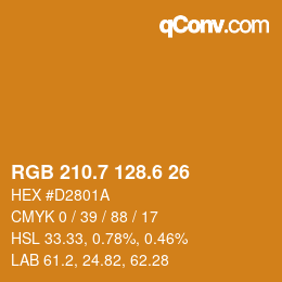 カラーコード: RGB 210.7 128.6 26 | qconv.com