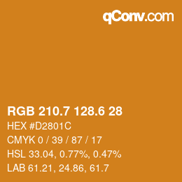 カラーコード: RGB 210.7 128.6 28 | qconv.com