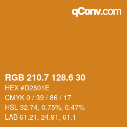 カラーコード: RGB 210.7 128.6 30 | qconv.com
