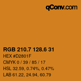カラーコード: RGB 210.7 128.6 31 | qconv.com