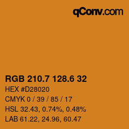 カラーコード: RGB 210.7 128.6 32 | qconv.com