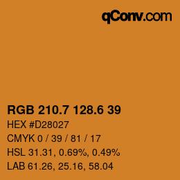 カラーコード: RGB 210.7 128.6 39 | qconv.com