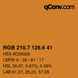 カラーコード: RGB 210.7 128.6 41 | qconv.com