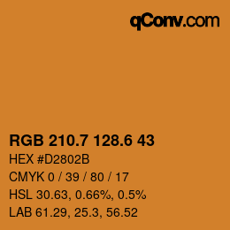 カラーコード: RGB 210.7 128.6 43 | qconv.com