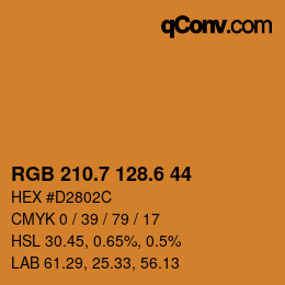 カラーコード: RGB 210.7 128.6 44 | qconv.com