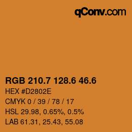カラーコード: RGB 210.7 128.6 46.6 | qconv.com