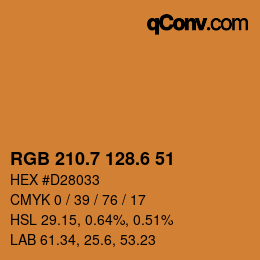 カラーコード: RGB 210.7 128.6 51 | qconv.com