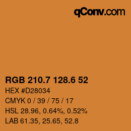 カラーコード: RGB 210.7 128.6 52 | qconv.com