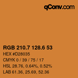 カラーコード: RGB 210.7 128.6 53 | qconv.com