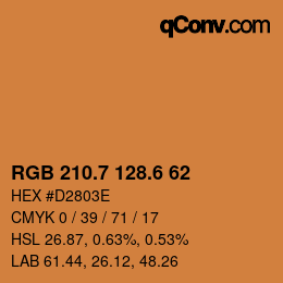 カラーコード: RGB 210.7 128.6 62 | qconv.com