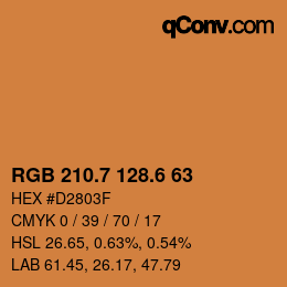 カラーコード: RGB 210.7 128.6 63 | qconv.com