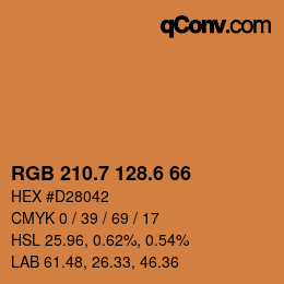 カラーコード: RGB 210.7 128.6 66 | qconv.com