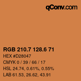 カラーコード: RGB 210.7 128.6 71 | qconv.com