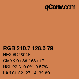 カラーコード: RGB 210.7 128.6 79 | qconv.com