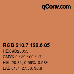 カラーコード: RGB 210.7 128.6 85 | qconv.com