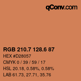 カラーコード: RGB 210.7 128.6 87 | qconv.com