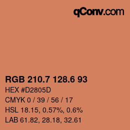 カラーコード: RGB 210.7 128.6 93 | qconv.com