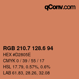 カラーコード: RGB 210.7 128.6 94 | qconv.com