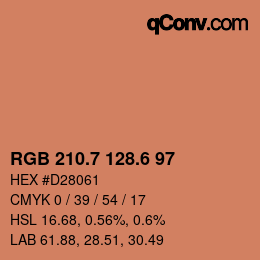 カラーコード: RGB 210.7 128.6 97 | qconv.com