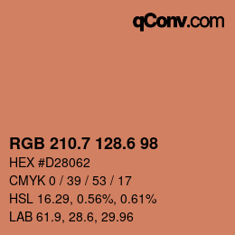 カラーコード: RGB 210.7 128.6 98 | qconv.com