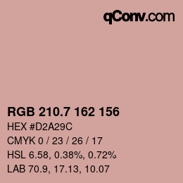 カラーコード: RGB 210.7 162 156 | qconv.com