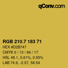 カラーコード: RGB 210.7 183 71 | qconv.com