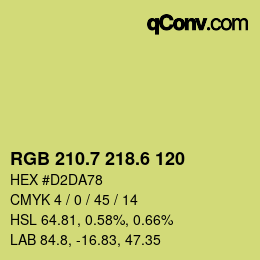 カラーコード: RGB 210.7 218.6 120 | qconv.com