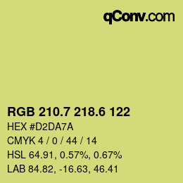 カラーコード: RGB 210.7 218.6 122 | qconv.com