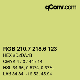 カラーコード: RGB 210.7 218.6 123 | qconv.com