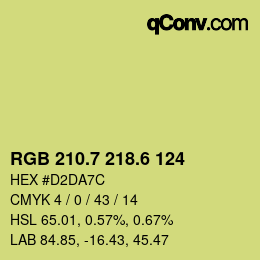カラーコード: RGB 210.7 218.6 124 | qconv.com