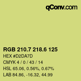 カラーコード: RGB 210.7 218.6 125 | qconv.com