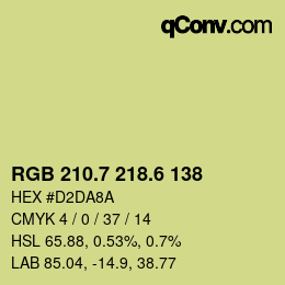 カラーコード: RGB 210.7 218.6 138 | qconv.com